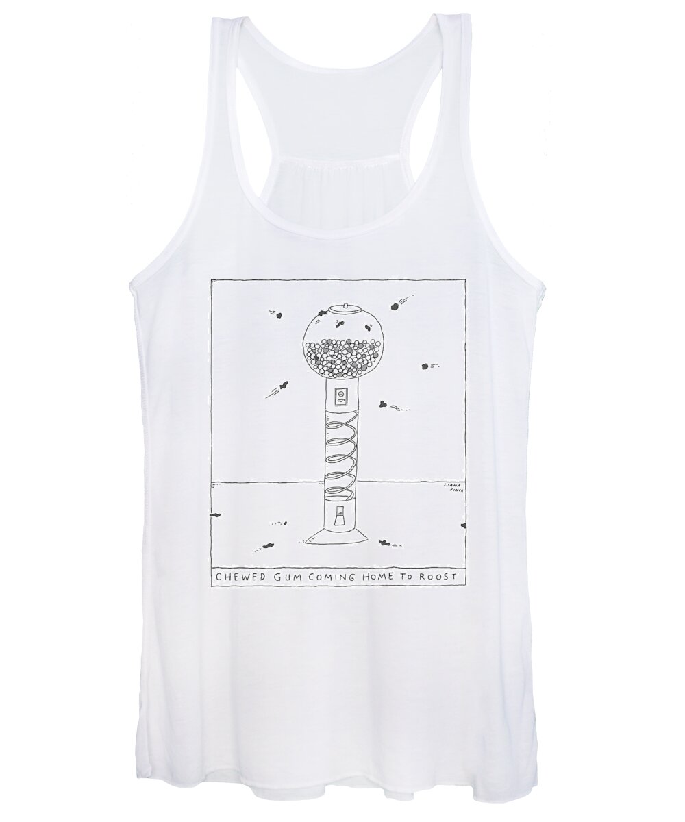 Captionless Chewed Gum Women's Tank Top featuring the drawing Chewed Up Gum Pieces Crawl Or Fly Toward A Gum by Liana Finck