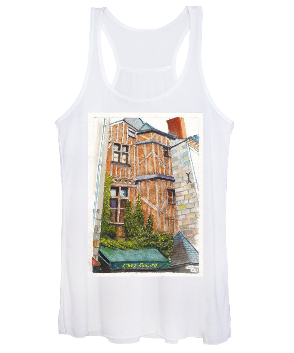 Colombage Women's Tank Top featuring the painting Chez Gerard Tours France by Dai Wynn