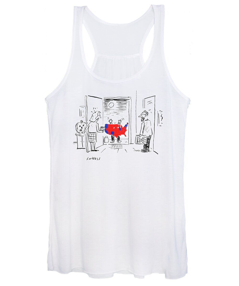 Comey Jolts The Race Women's Tank Top featuring the drawing Child Dressed As 2016 Electoral College Map by David Sipress