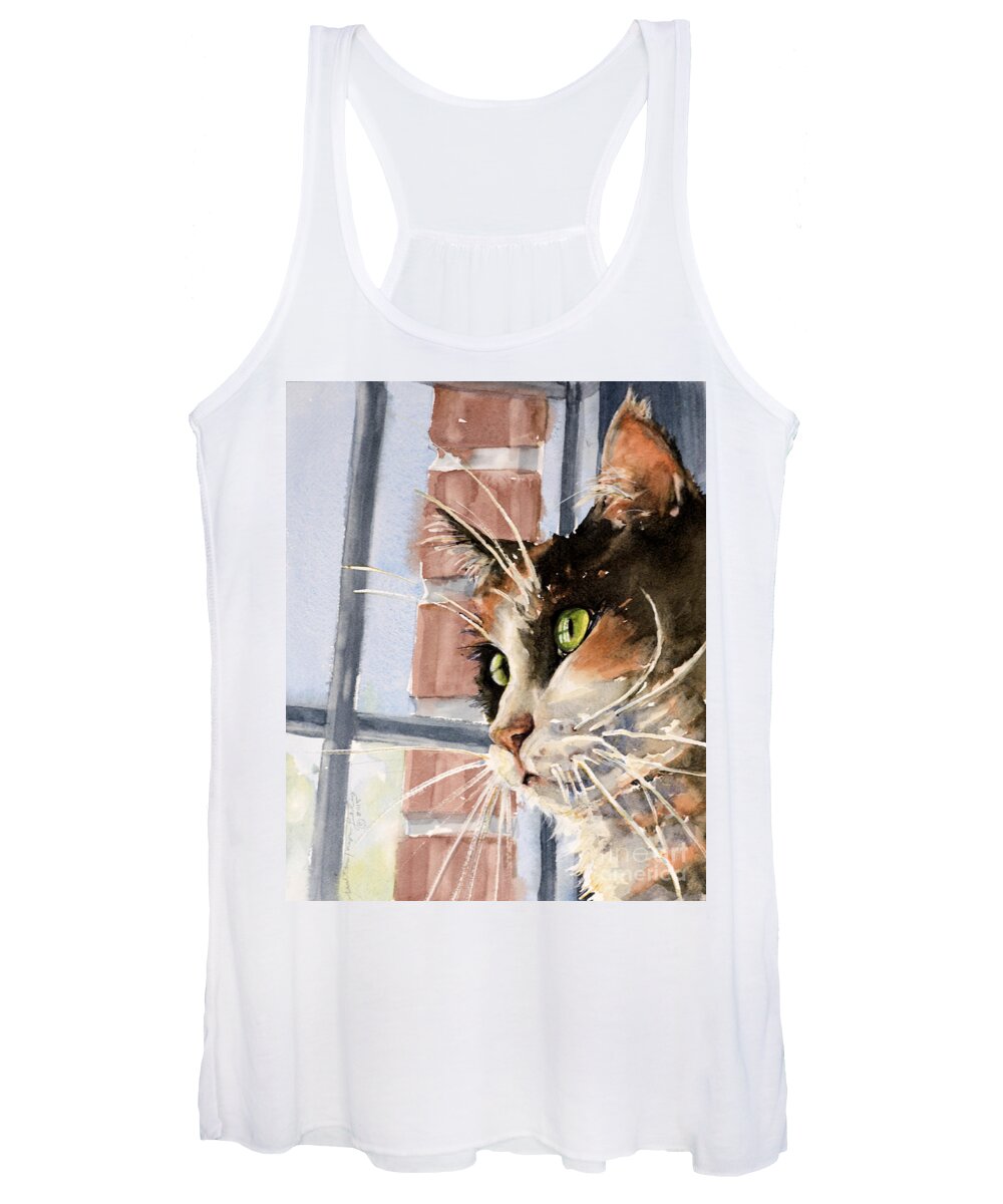 Cat Women's Tank Top featuring the painting City Cat by Judith Levins
