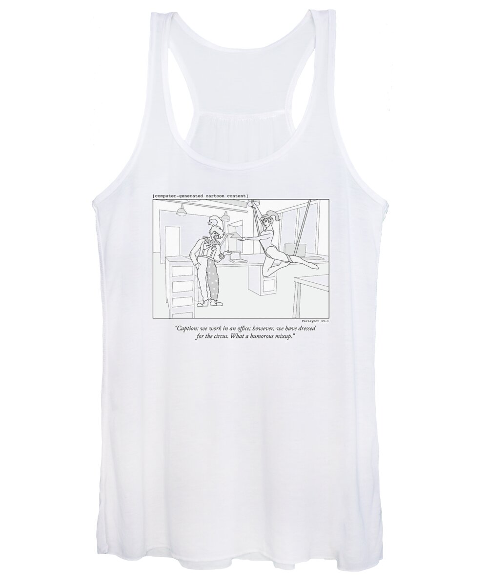 Robotic Women's Tank Top featuring the drawing Computer-generated Cartoon Content - Two Circus by Farley Katz