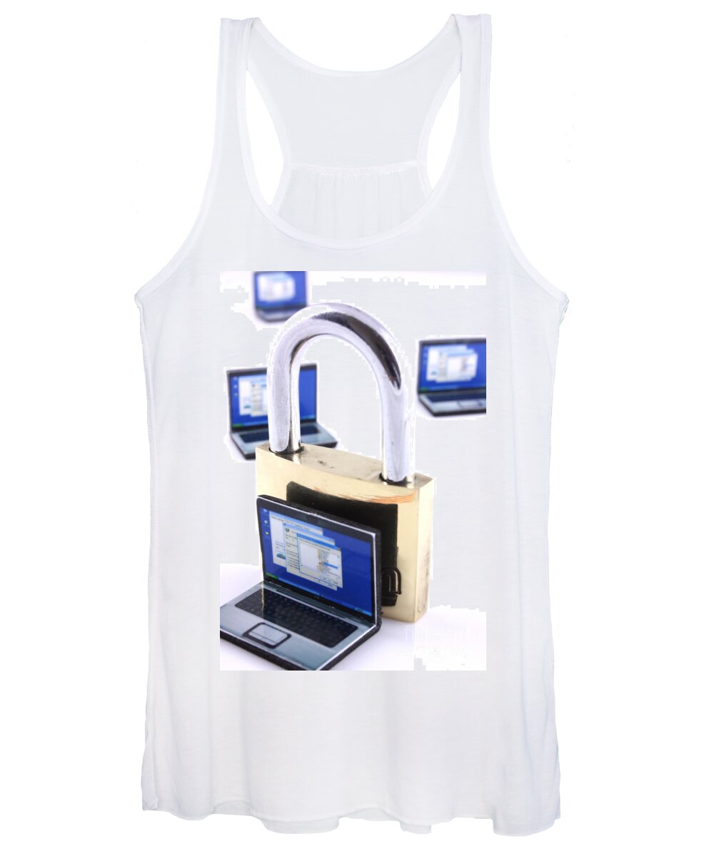 Unlocked Women's Tank Top featuring the photograph Computer security concept by Simon Bratt
