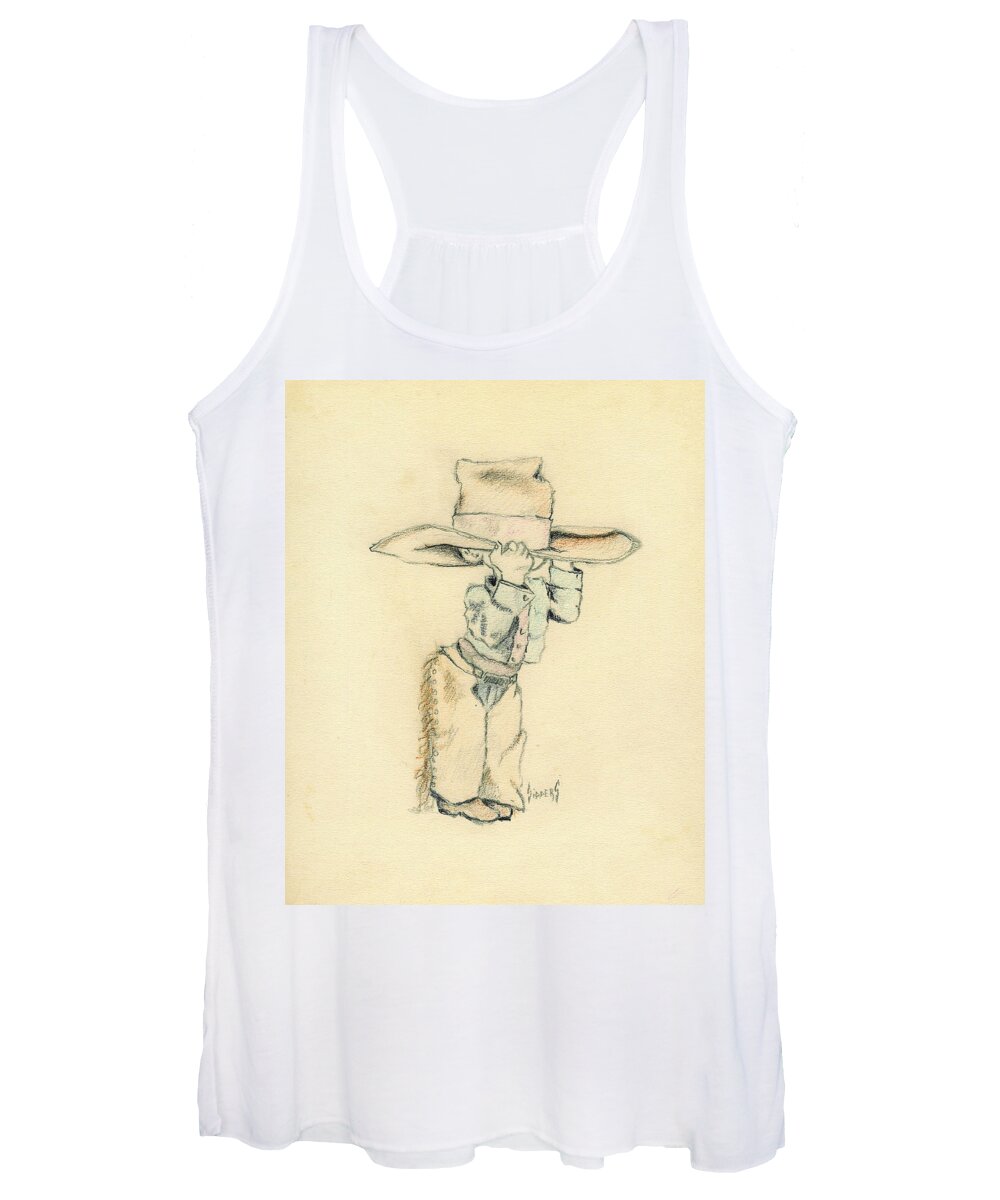 Cowboy Women's Tank Top featuring the drawing Cowboy by Sam Sidders