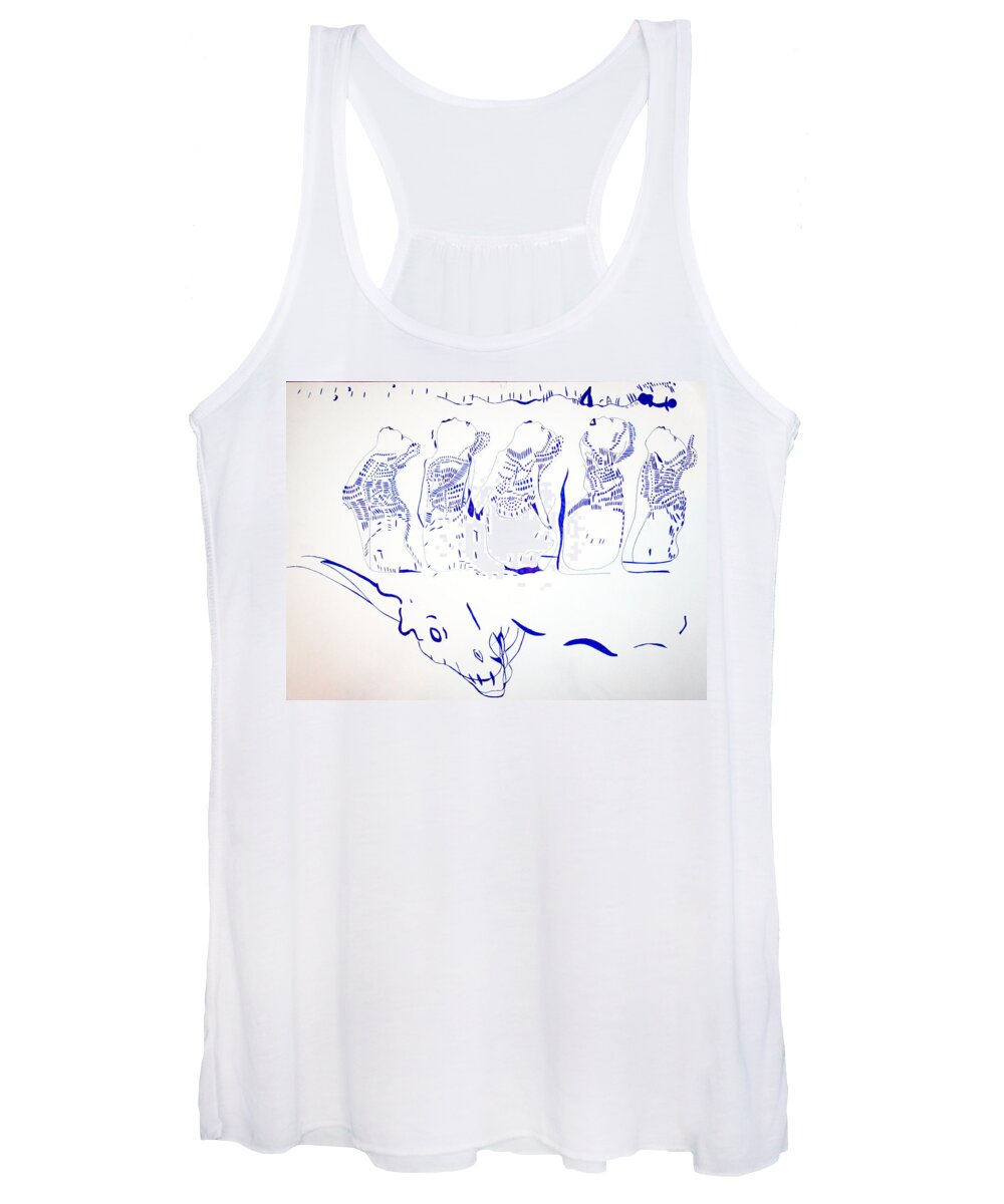 Jesus Women's Tank Top featuring the drawing Dinka Wise Virgins -South Sudan by Gloria Ssali