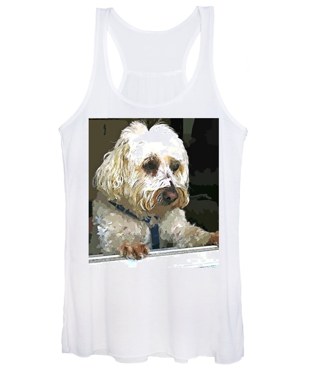 Dog Women's Tank Top featuring the photograph Doggie In The Window by Judy Palkimas