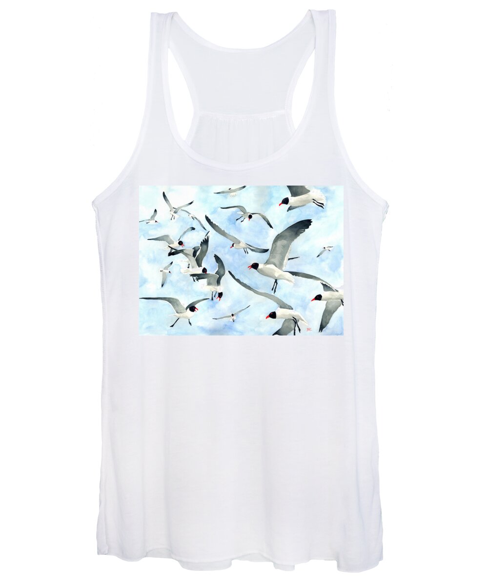 Seagulls Women's Tank Top featuring the painting Don't Feed the Seagulls by Pauline Walsh Jacobson