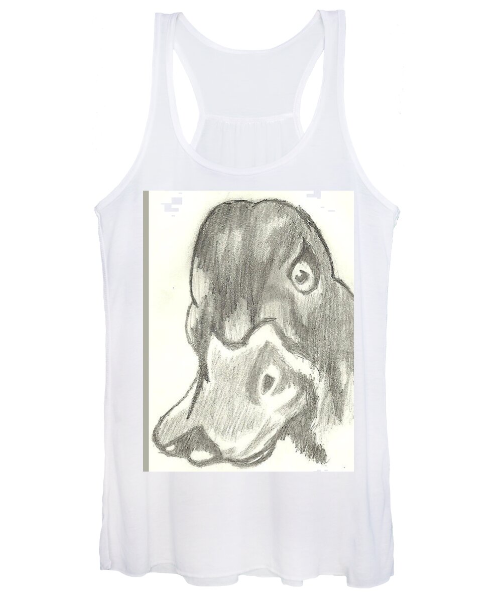 Duck Women's Tank Top featuring the drawing Duck Bill in Pencil by Marissa McAlister