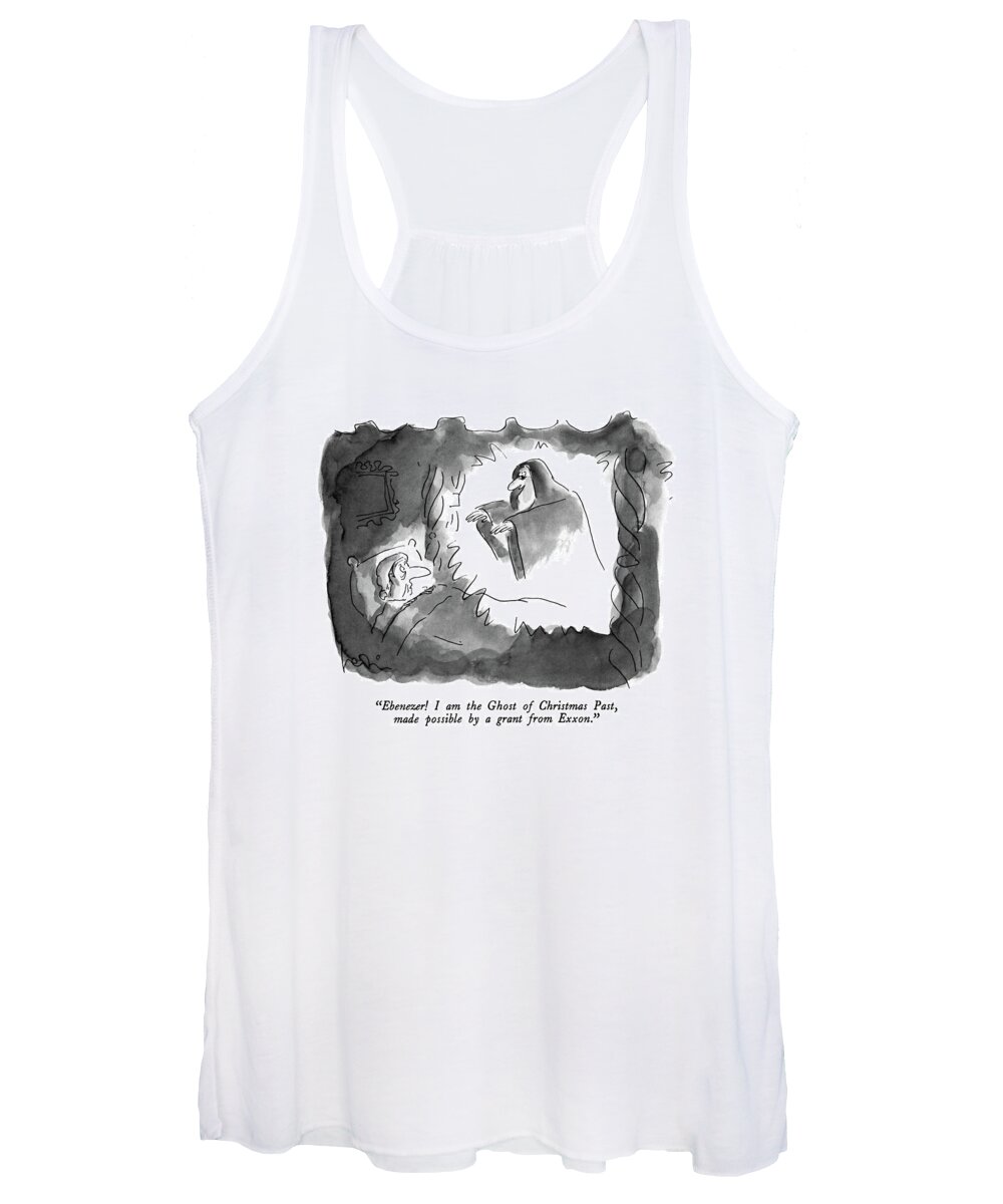 Christmas Women's Tank Top featuring the drawing Ebenezer! I Am The Ghost Of Christmas by Arnie Levin