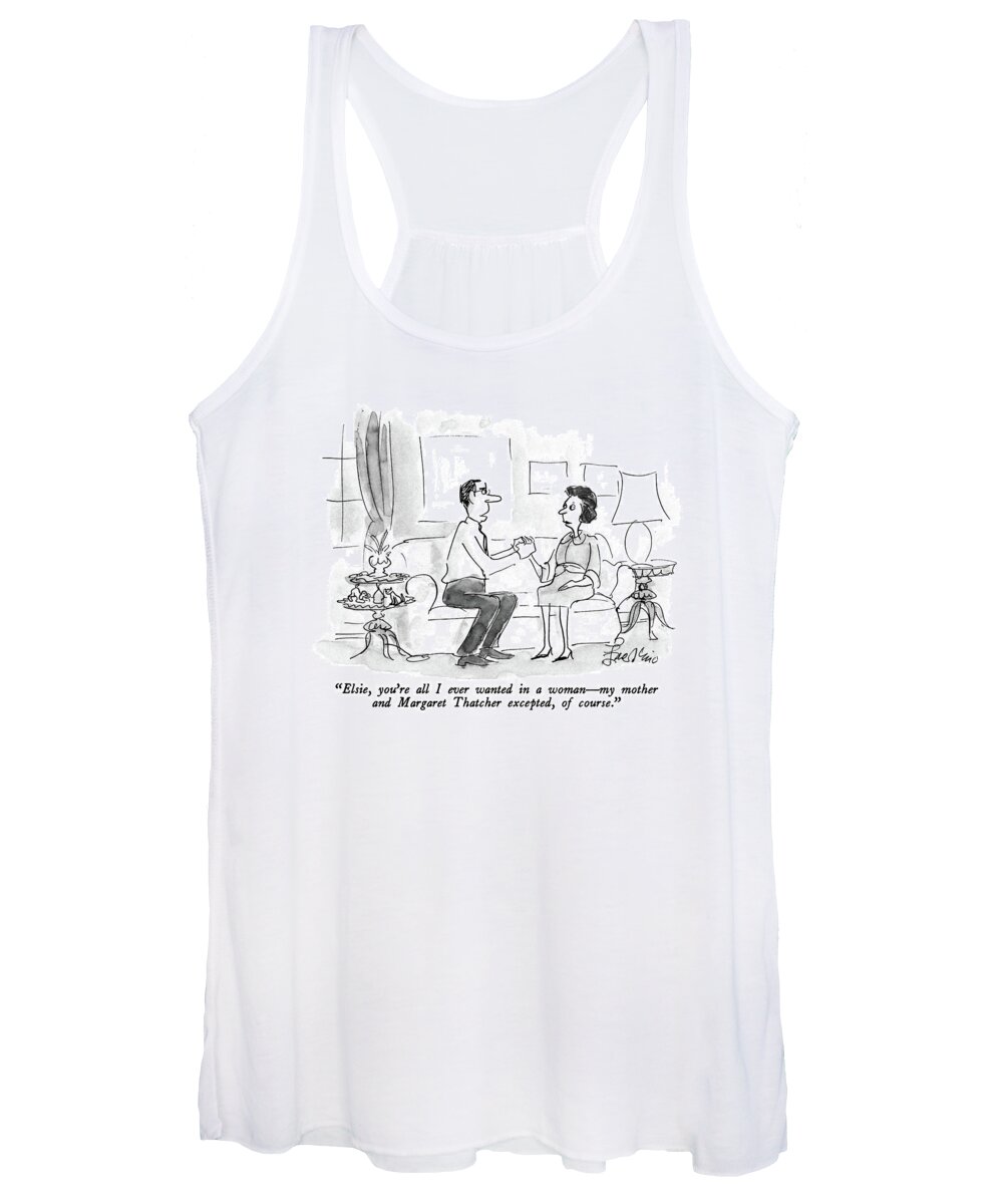 

 Man Proposing To Woman Women's Tank Top featuring the drawing Elsie, You're All I Ever Wanted In A Woman - by Edward Frascino