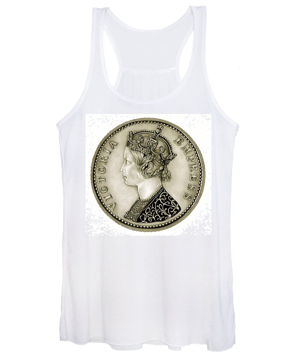 Currency Women's Tank Top featuring the drawing Silver Empress Victoria by Fred Larucci