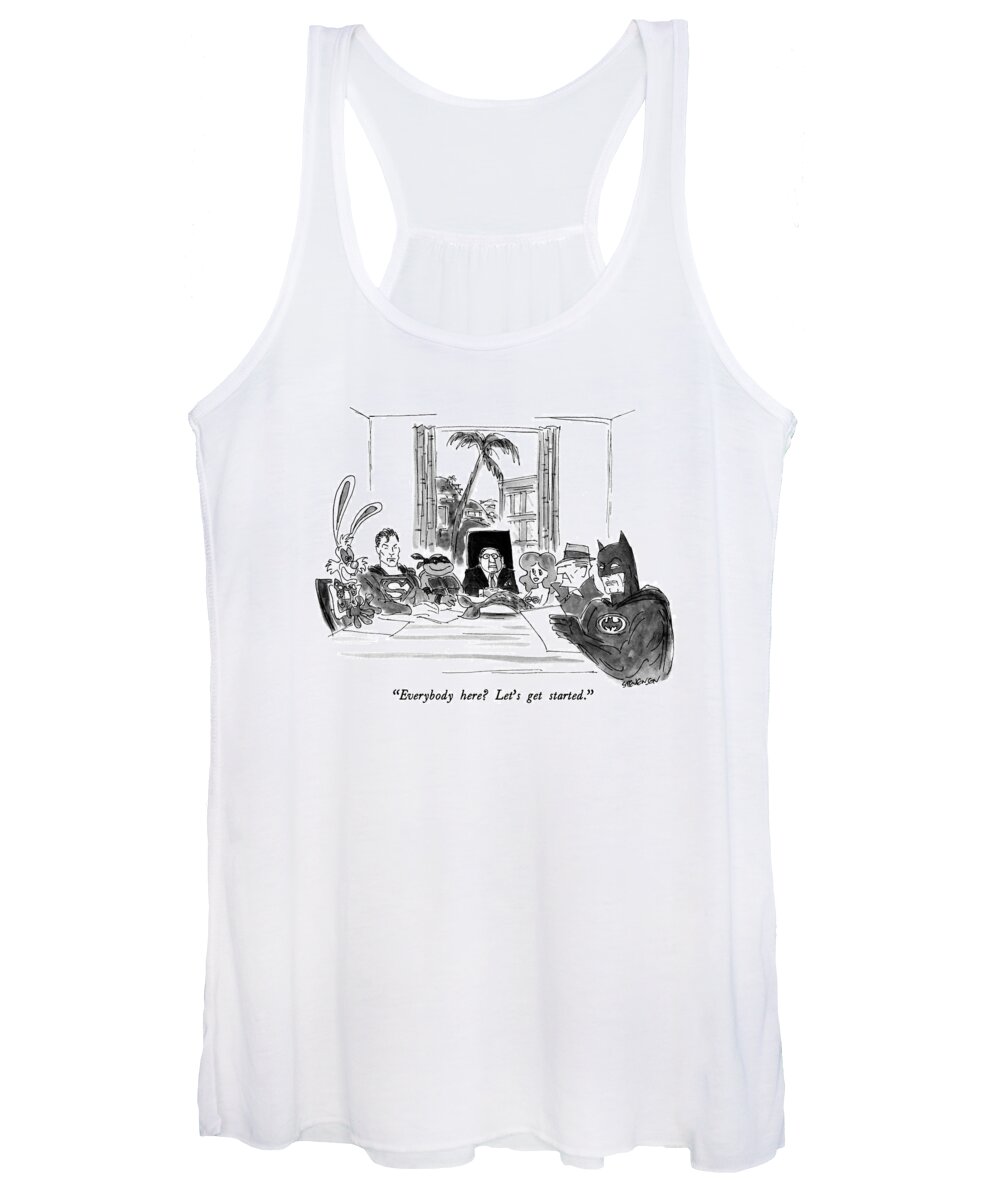 
(west Coast Producer/agent Conducting A Meeting With Roger Rabbit Women's Tank Top featuring the drawing Everybody Here? Let's Get Started by James Stevenson