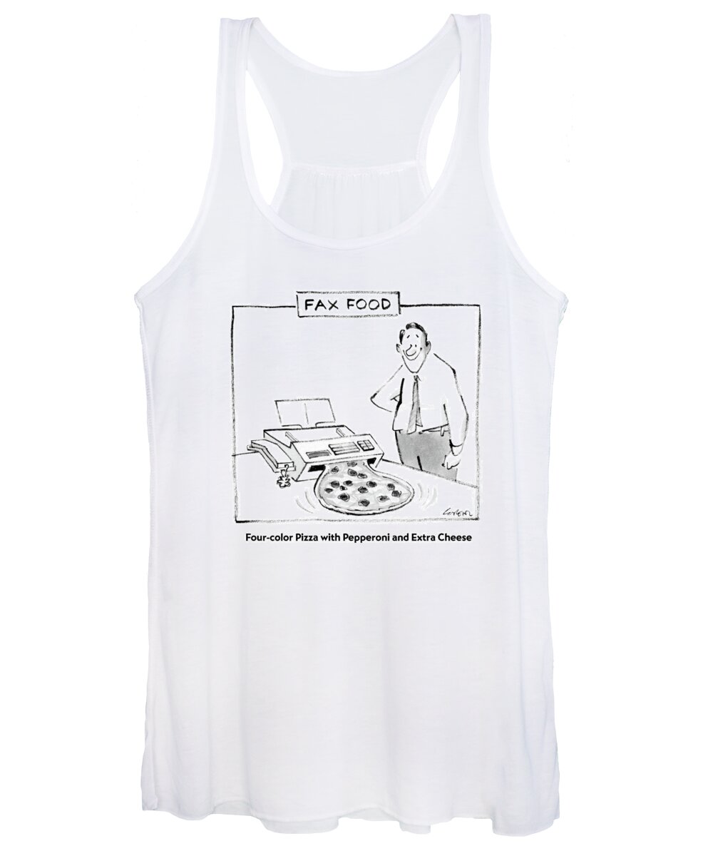 Inventions Women's Tank Top featuring the drawing Fax Food
'four-color Pizza With Pepperoni by Lee Lorenz