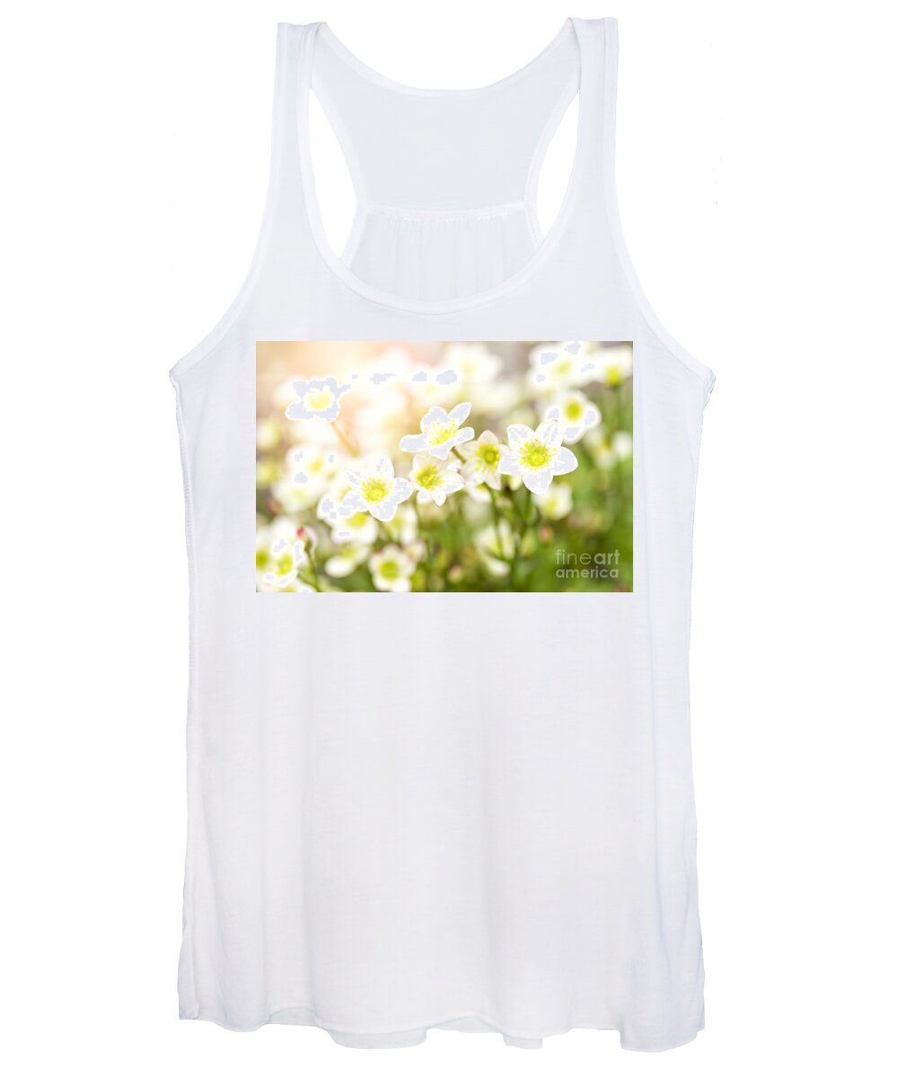 Flower Women's Tank Top featuring the photograph Field of white blossoms by Sophie McAulay
