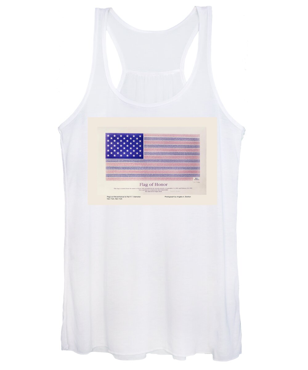 New York Women's Tank Top featuring the photograph Flag of Honor 9-11 Memorial - Poster by Angela Stanton
