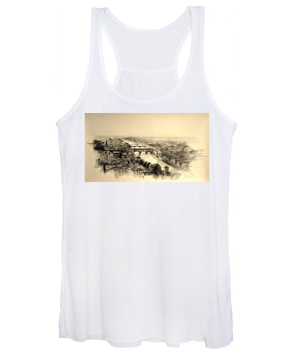 Florence Women's Tank Top featuring the drawing Florence by Karina Plachetka