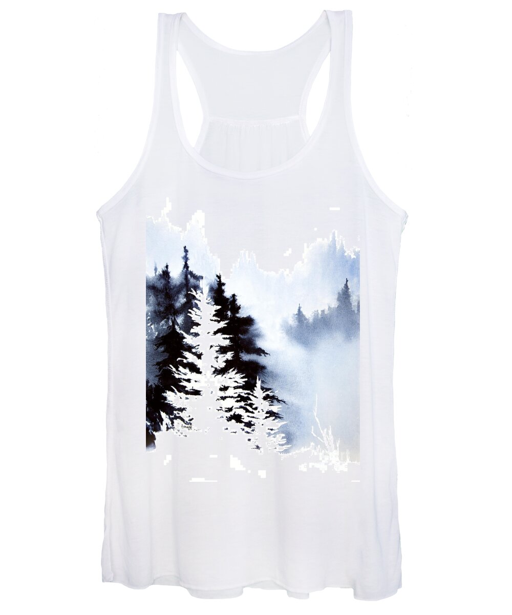 Forest Indigo Women's Tank Top featuring the painting Forest Indigo by Teresa Ascone