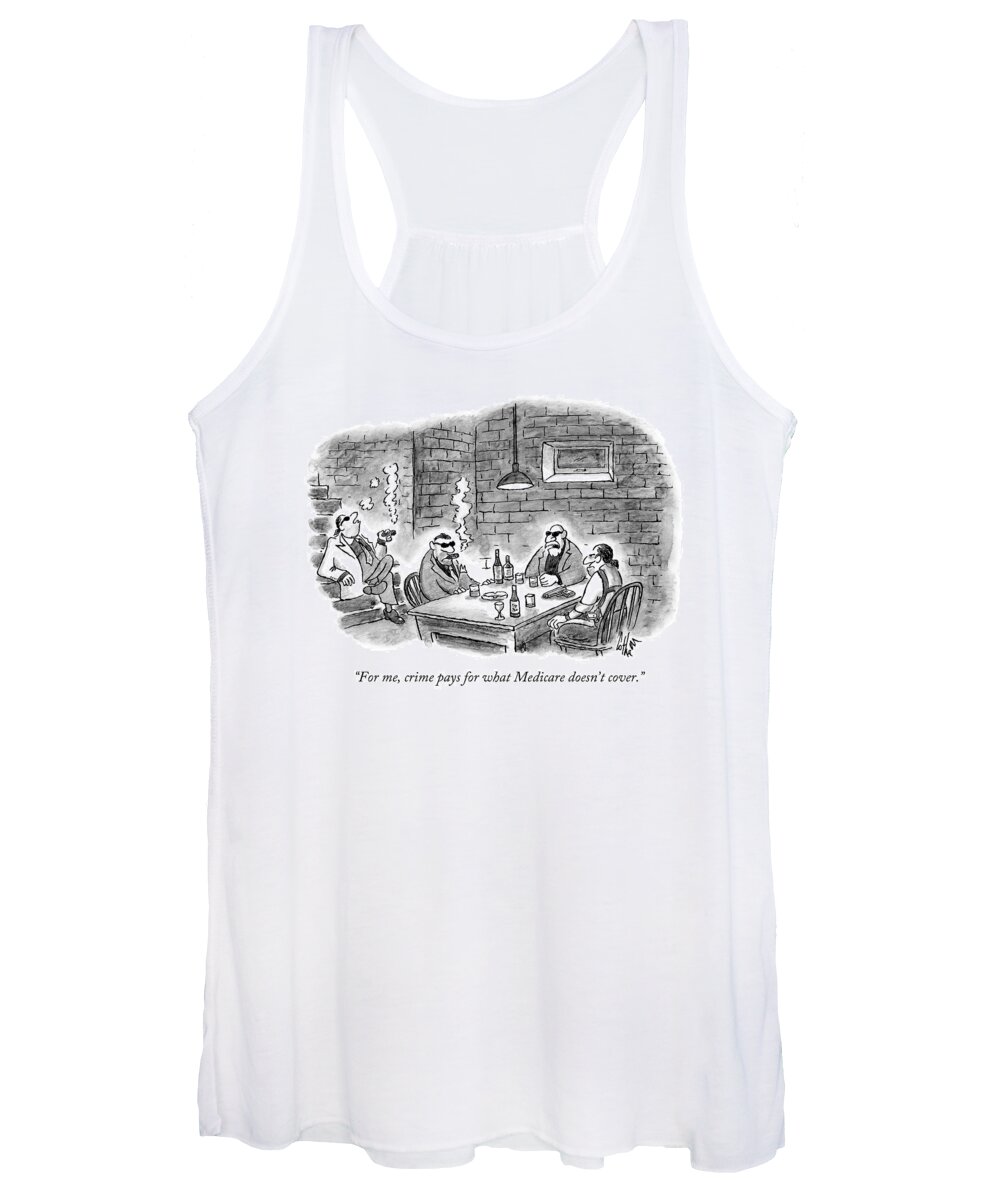 Criminals Women's Tank Top featuring the drawing Four Criminal Types Sit In A Basement by Frank Cotham