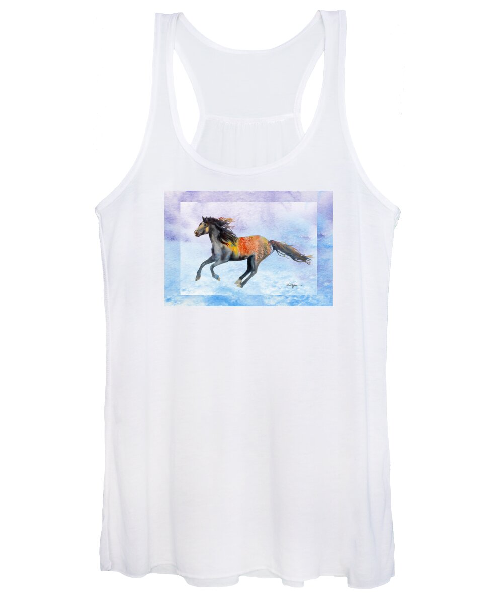 Horse Women's Tank Top featuring the painting Free Gallop by Daniel Adams by Daniel Adams