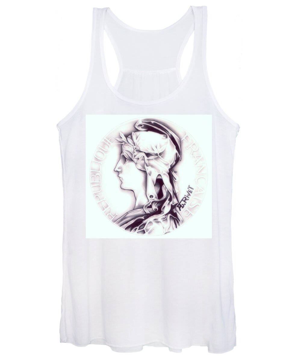 Coin Women's Tank Top featuring the drawing Frosty 1896 French Indochina by Fred Larucci