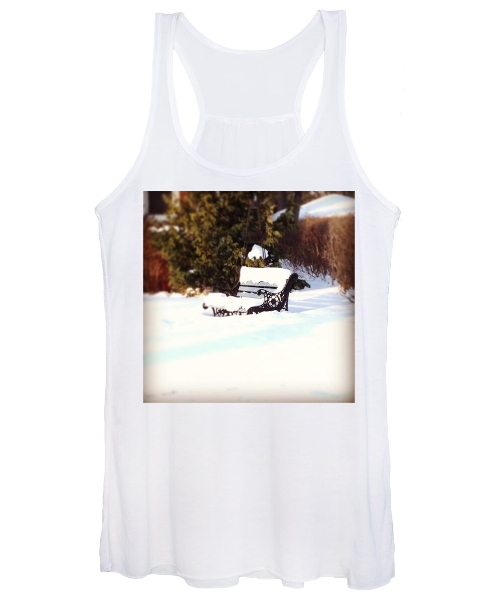  Women's Tank Top featuring the photograph Frozen Bench by Frank J Casella
