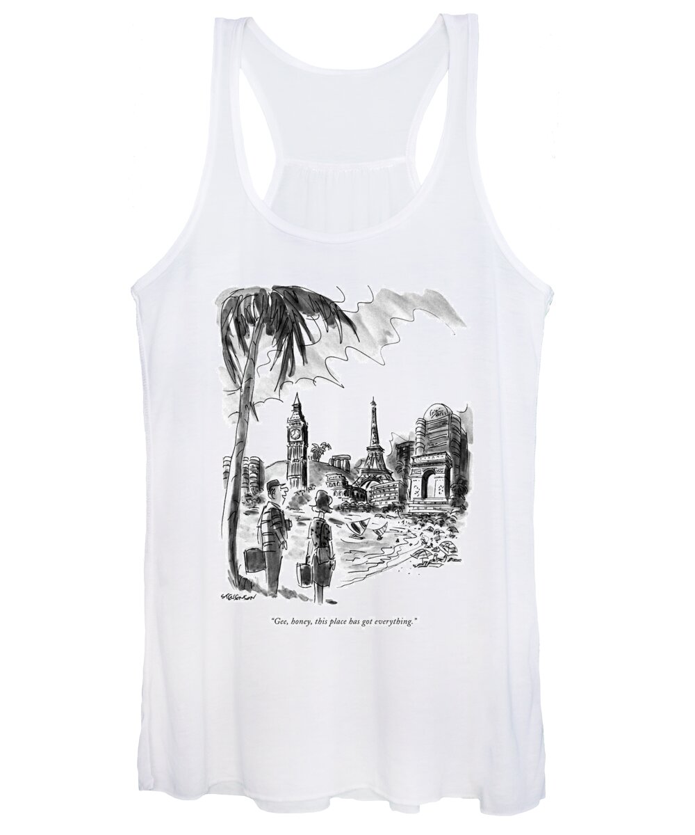 Leisure Women's Tank Top featuring the drawing Gee, Honey, This Place Has Got Everything by James Stevenson
