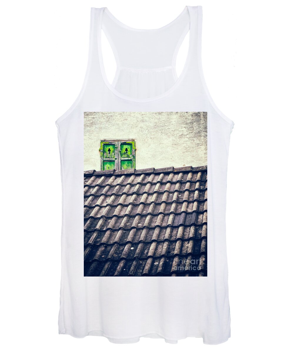 Architecture Women's Tank Top featuring the photograph Green shutters by Silvia Ganora
