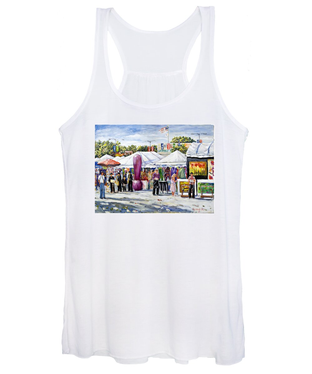  Women's Tank Top featuring the painting Greenwich Art Fair by Ingrid Dohm