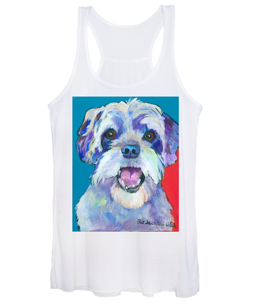 Custom Pet Portraits Women's Tank Top featuring the painting Gus by Pat Saunders-White