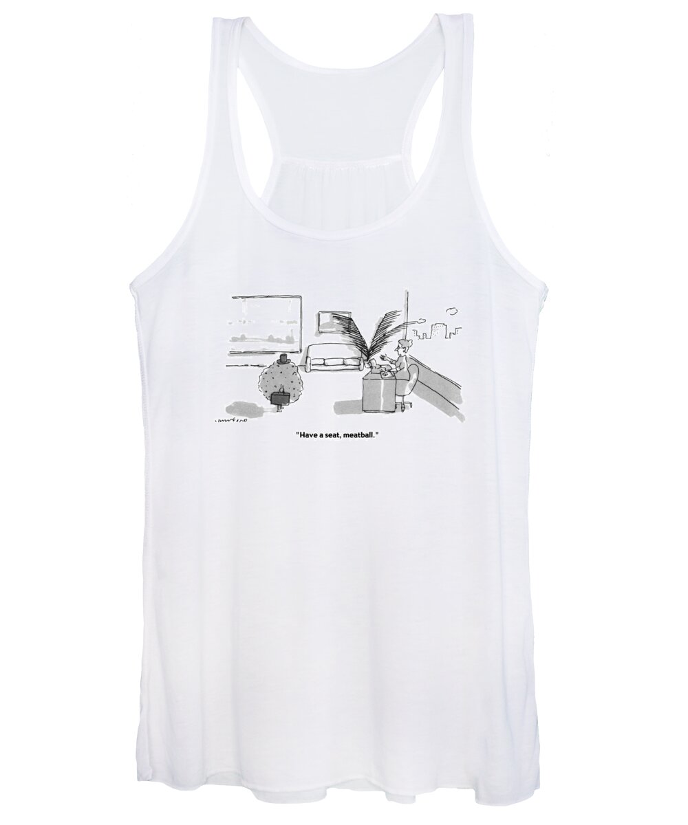 Business Women's Tank Top featuring the drawing Have A Seat by Michael Crawford