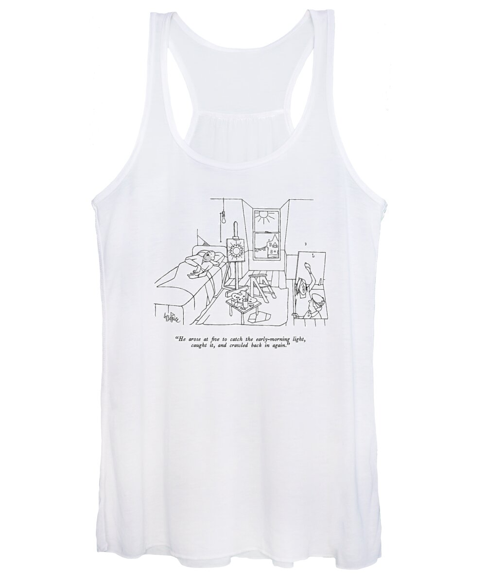 

 Woman To Friend About Artist Women's Tank Top featuring the drawing He Arose At Five To Catch The Early-morning Light by George Price