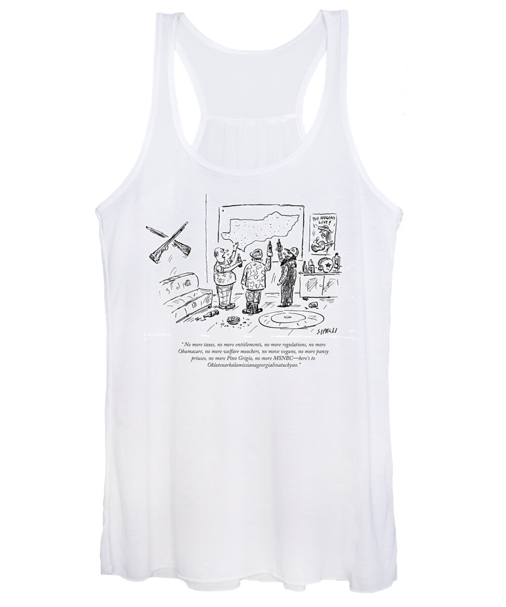 Obama Women's Tank Top featuring the drawing Here's To Oklatexakalamissianageorgialinatuckysee by David Sipress