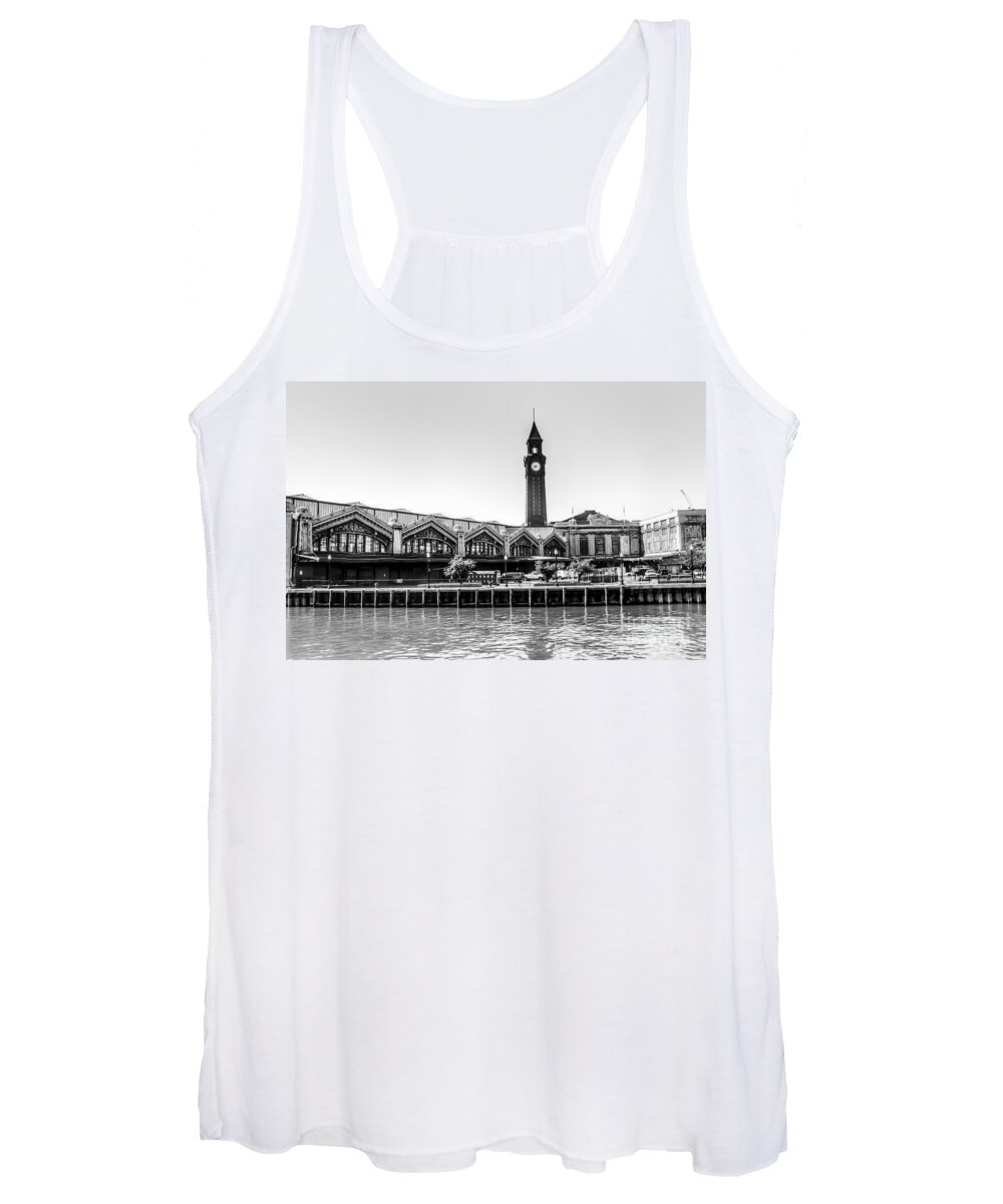 B&w Women's Tank Top featuring the photograph Hoboken Terminal Tower by Anthony Sacco