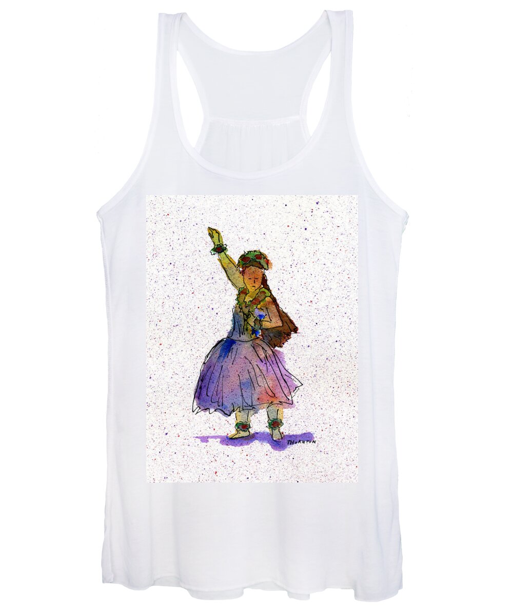 Hula Women's Tank Top featuring the painting Hula Series Konani by Diane Thornton