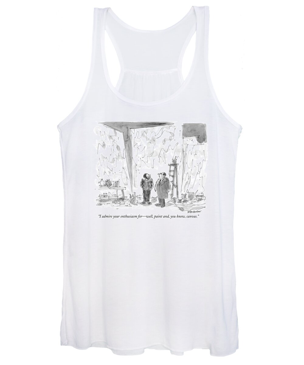 Artists Women's Tank Top featuring the drawing I Admire Your Enthusiasm For - Well by James Stevenson