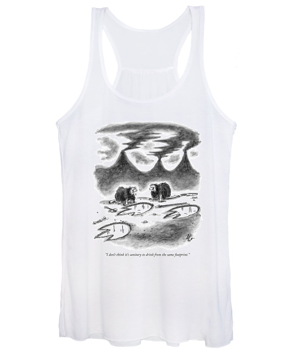 Cavemen Women's Tank Top featuring the drawing I Don't Think It's Sanitary To Drink by Frank Cotham