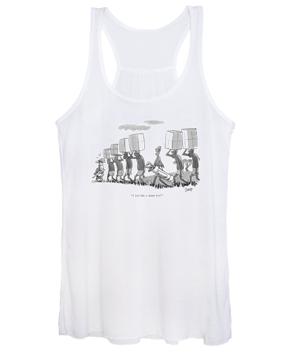 
 (one Native On Safari Carrying Golf Clubs Talking To Others Carrying Heavy Loads.) Leisure Women's Tank Top featuring the drawing I Feel Like A Damn Fool by Claude Smith