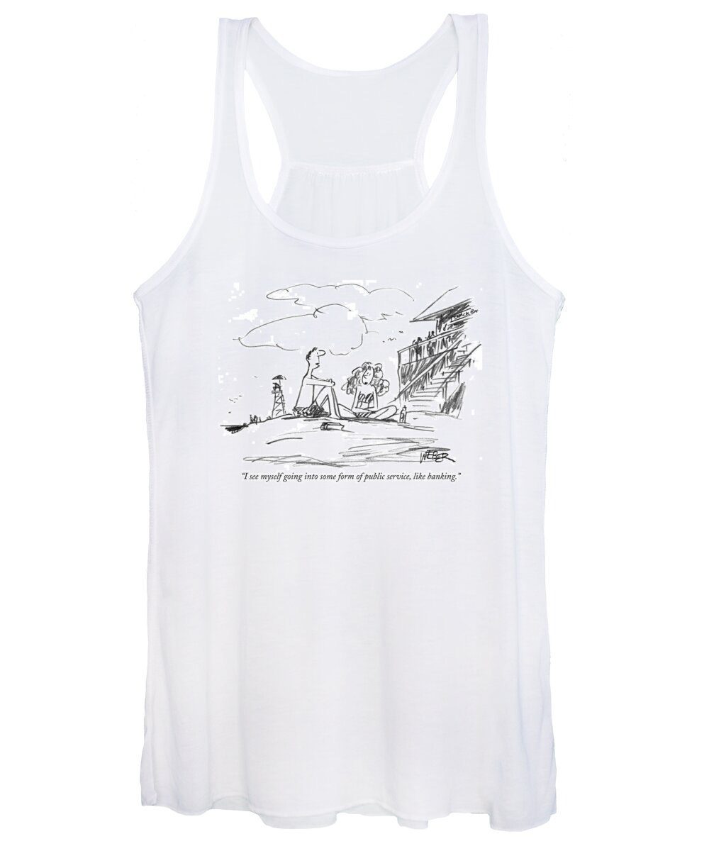 Swimming Women's Tank Top featuring the drawing I See Myself Going Into Some Form Of Public by Robert Weber