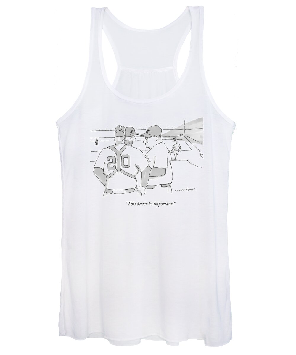 Baseball Women's Tank Top featuring the drawing In A Baseball Game by Michael Crawford