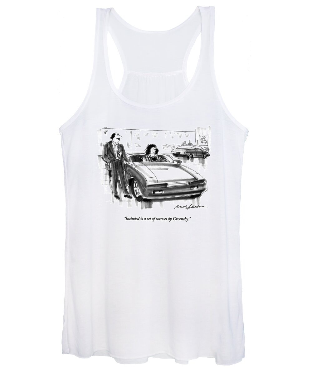 

Jan. 2 Women's Tank Top featuring the drawing Included Is A Set Of Scarves By Givenchy by Bernard Schoenbaum