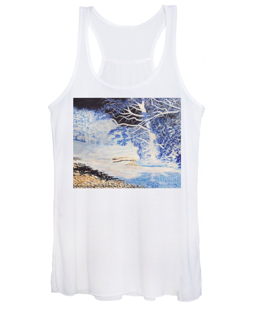 Inverted Lights Trawscoed Aberystwyth Women's Tank Top featuring the painting Inverted Lights at Trawscoed Aberystwyth Welsh Landscape Abstract Art by Edward McNaught-Davis