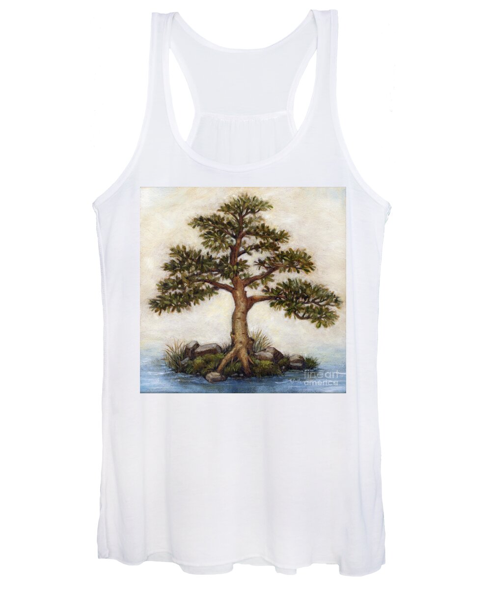 Island Women's Tank Top featuring the painting Island Tree by Randy Wollenmann
