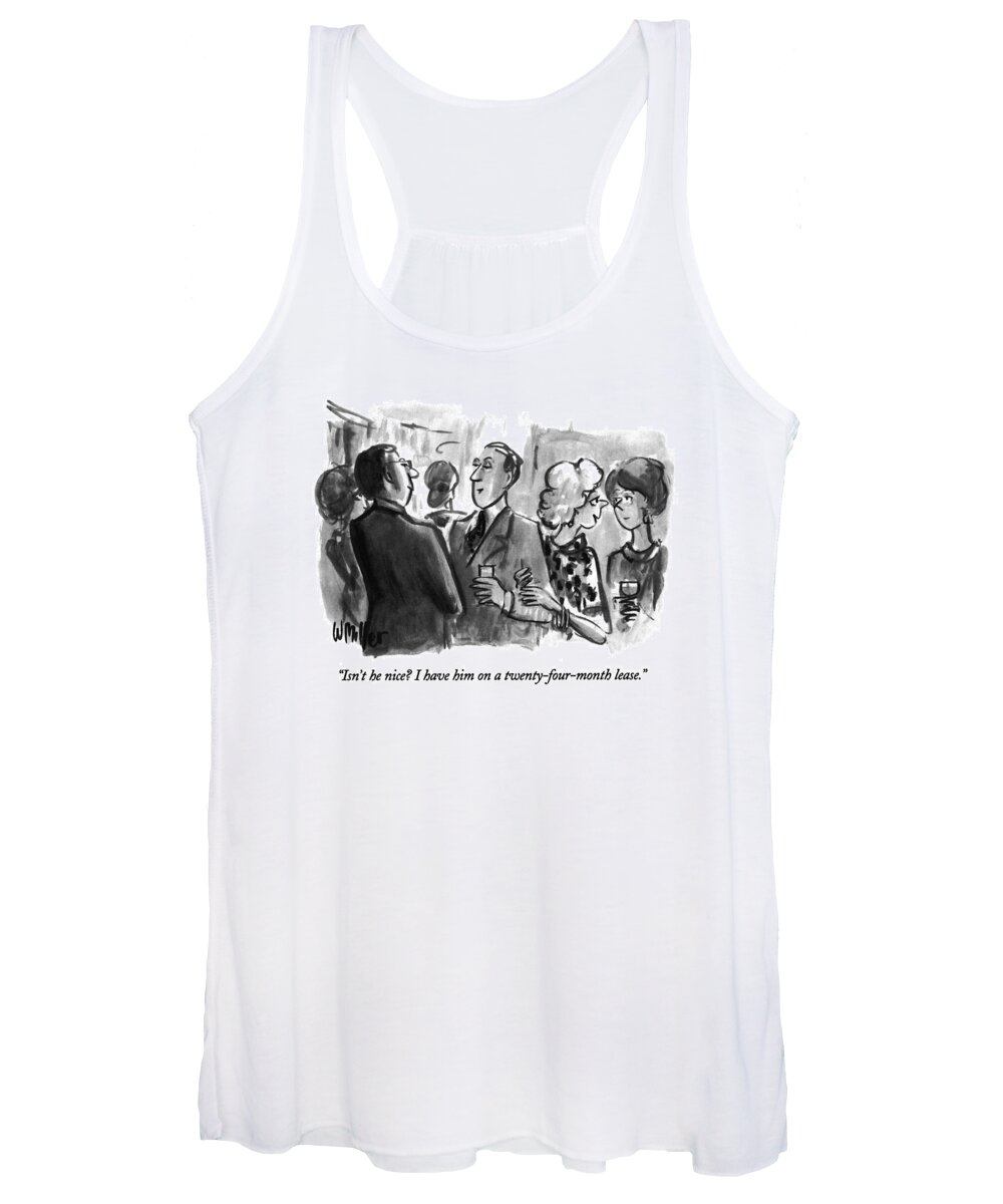 
Relatiomshis Women's Tank Top featuring the drawing Isn't He Nice? I Have Him On A Twenty-four-month by Warren Miller