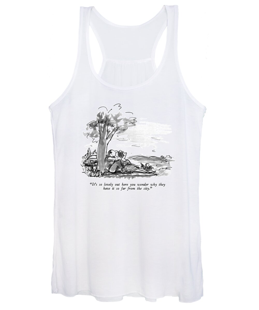 Relationships Women's Tank Top featuring the drawing It's So Lovely Out Here You Wonder Why by Frank Modell