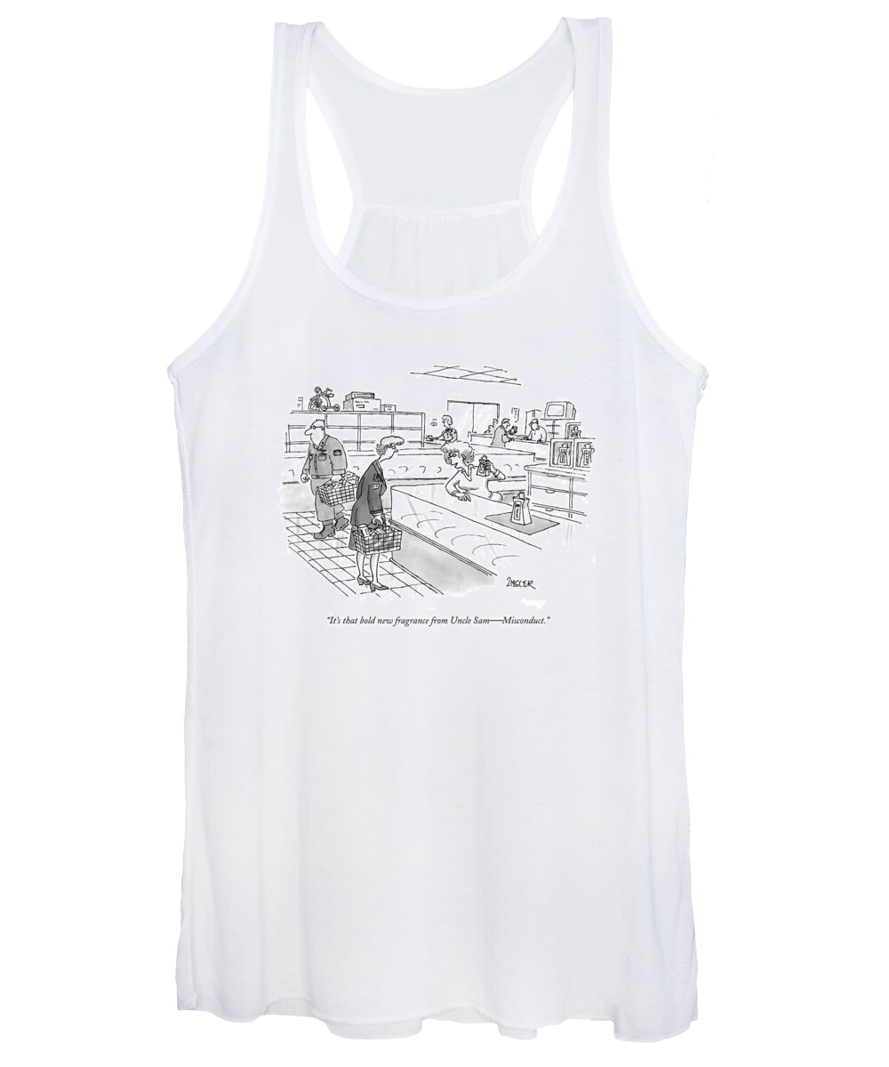 Government Women's Tank Top featuring the drawing It's That Bold New Fragrance From Uncle Sam - by Jack Ziegler