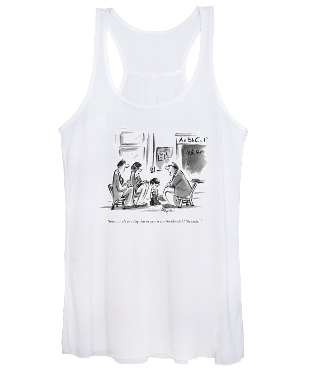 School And Intelligence Women's Tank Top featuring the drawing Jason Is Cute As A Bug by Lee Lorenz