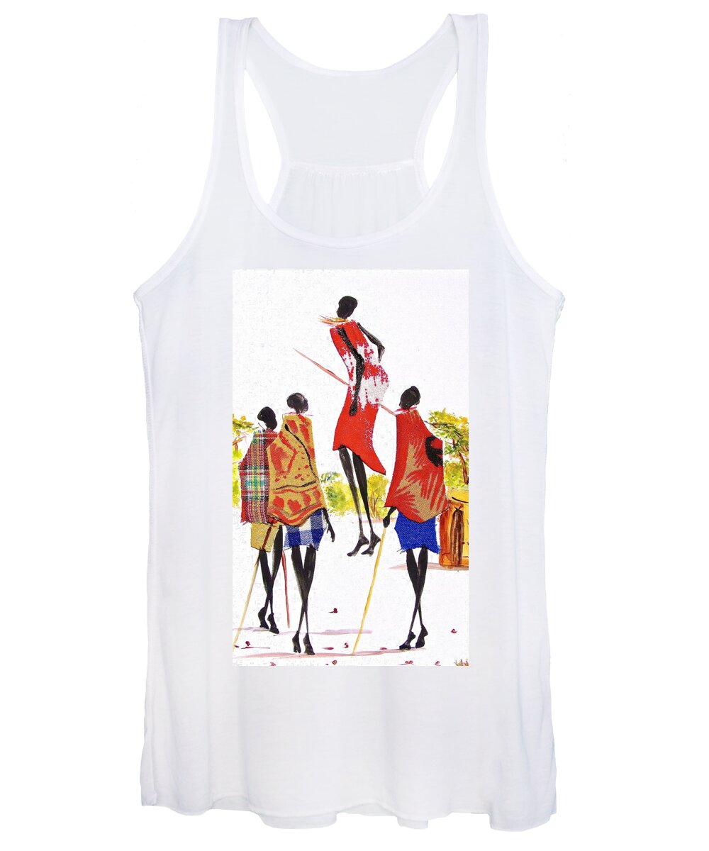 African Paintings Women's Tank Top featuring the painting L 104 by Albert Lizah