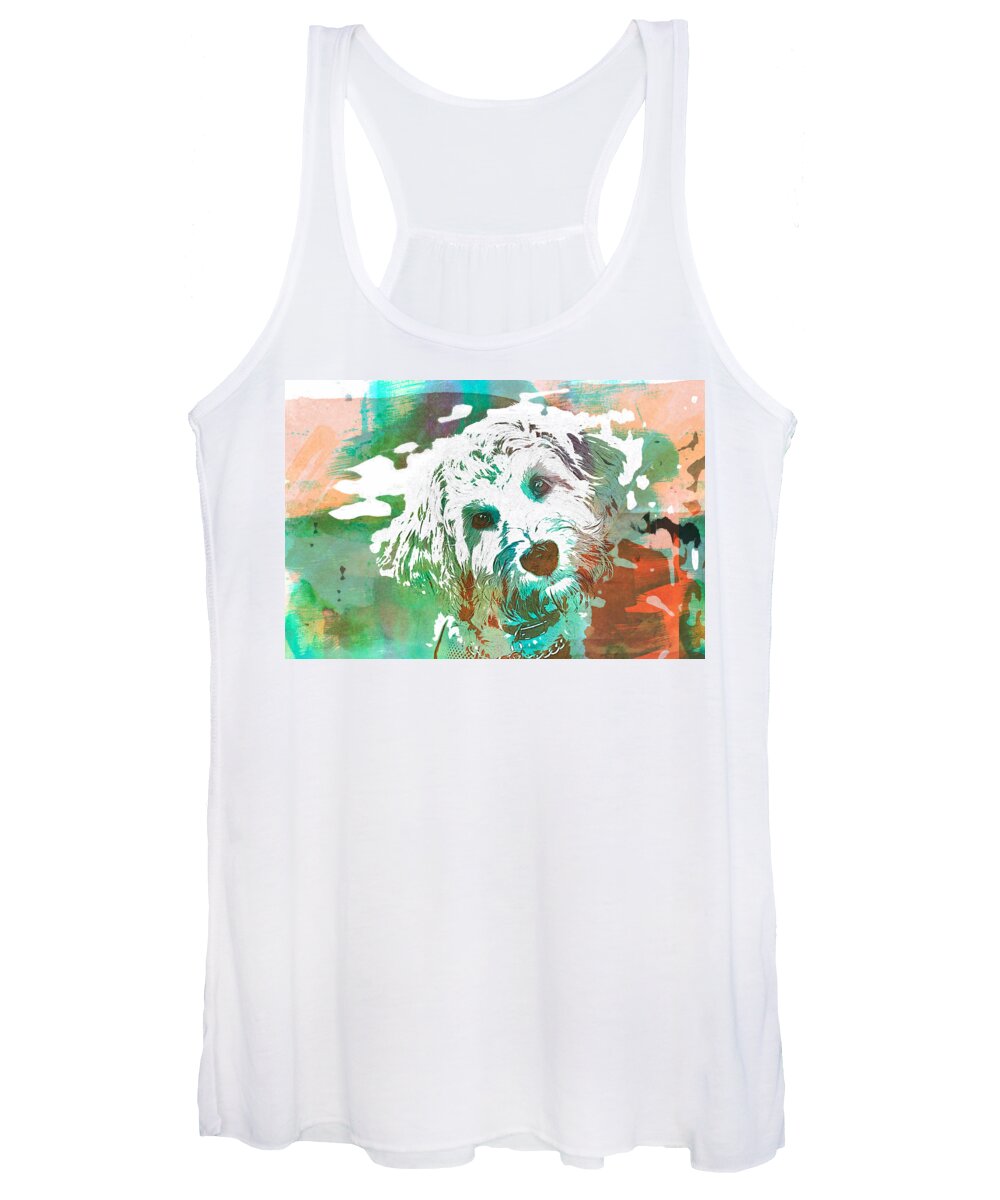 Portrait Women's Tank Top featuring the photograph Labradoodle-WC 2 by Joye Ardyn Durham