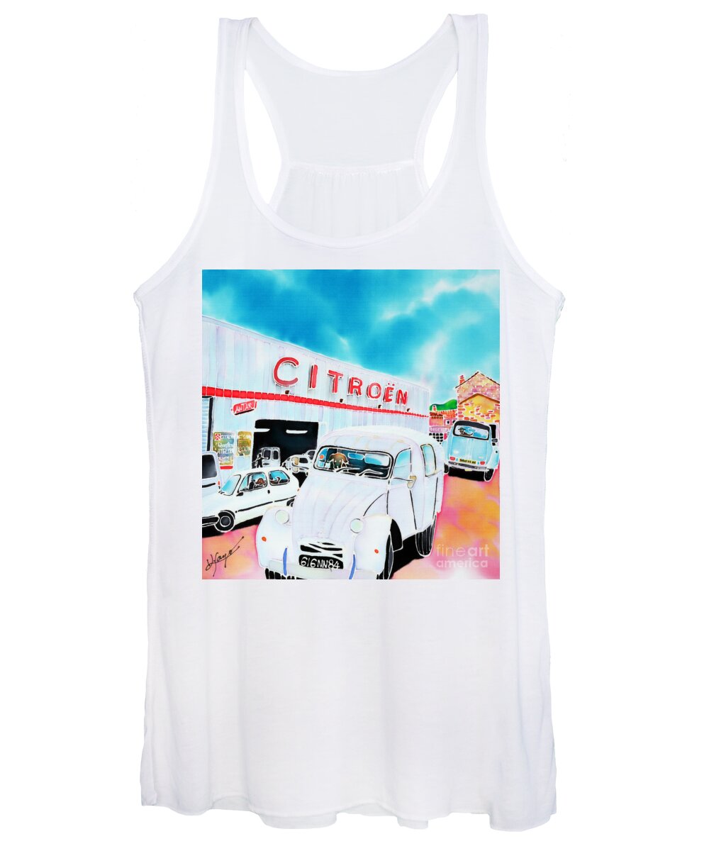 Car Women's Tank Top featuring the painting Le garage by Hisayo OHTA