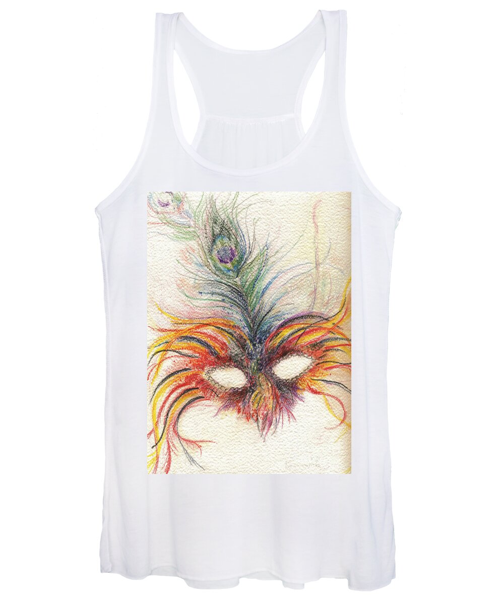 Peacock Feather Women's Tank Top featuring the drawing Life of the Party by Rosanne Licciardi