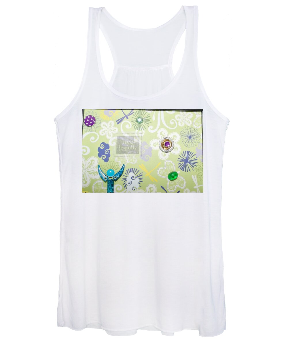 Mixed Media Women's Tank Top featuring the painting Live Joyfully by Karen Buford